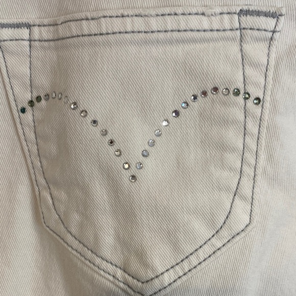Levi's Jeans Night Blues Bootcut Flare Subtle Rhinestone Pockets Cream Size 12 - Picture 5 of 13